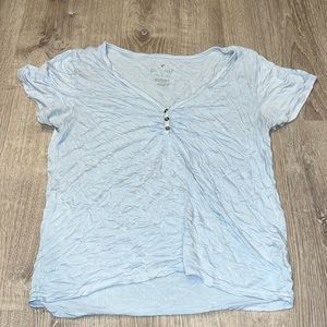 American Eagle Soft & Sexy V Neck Large Light Blue Tee